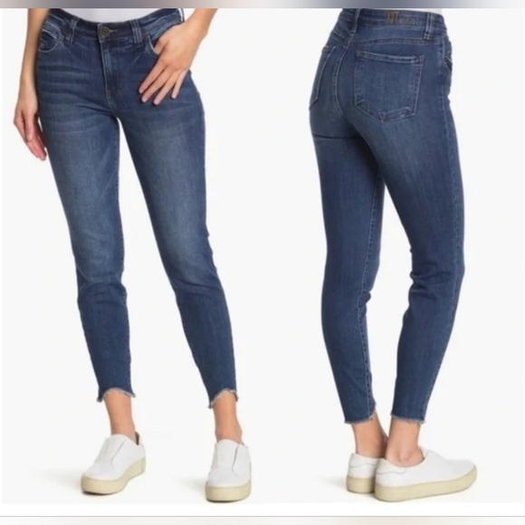 Kut from the Kloth Denim - KUT FROM THE KLOTH Carlo Ankle Skinny Jeans Raw Hem Slight Distressed Sz 4